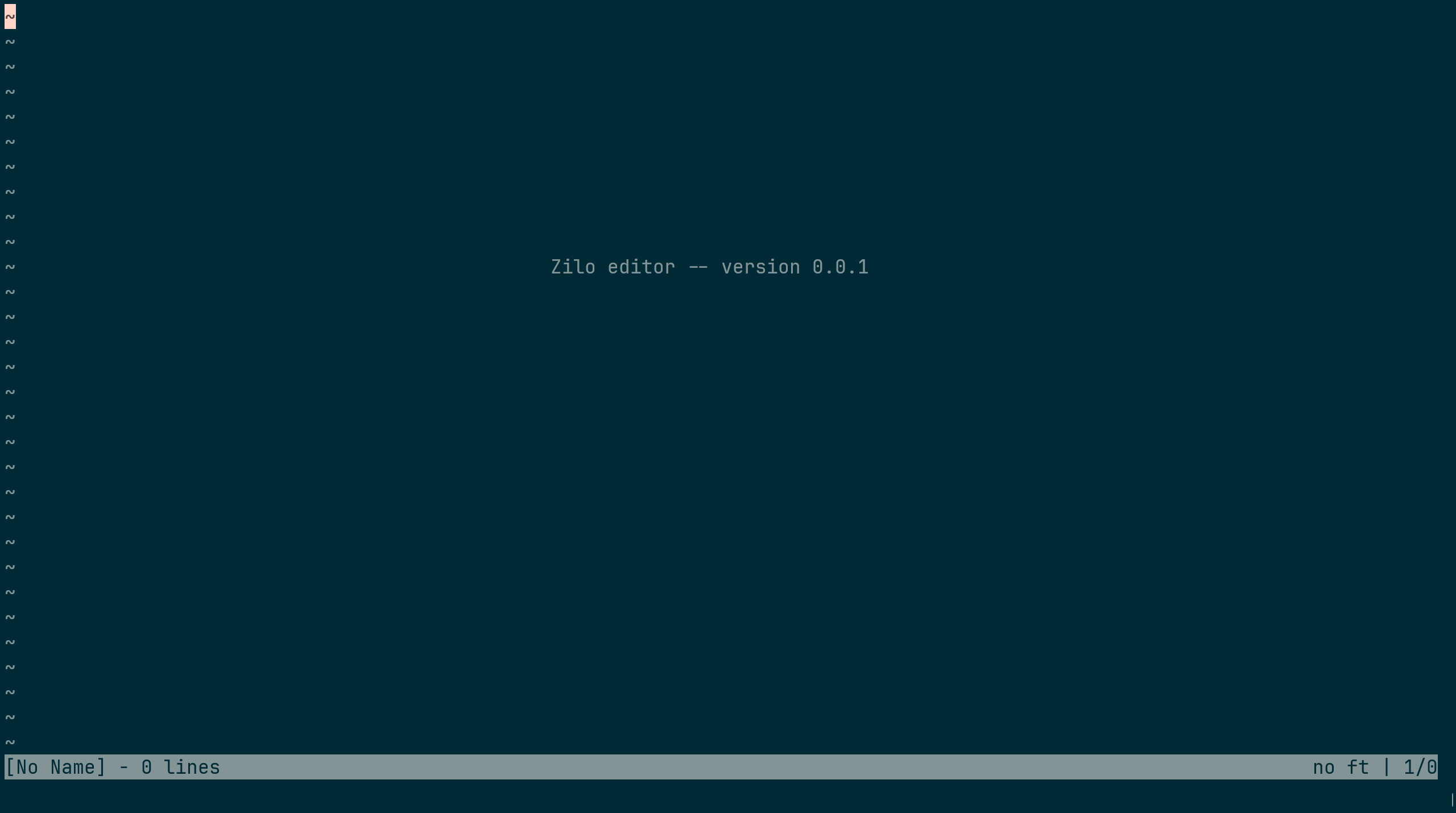 Zilo text editor welcome screen